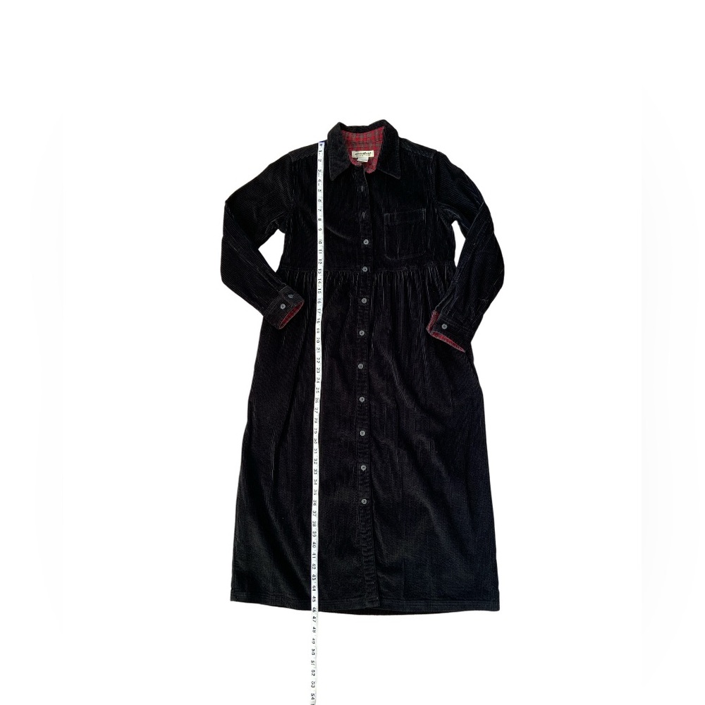 Vintage Eddie Bauer Black Corduroy Maxi Dress Red Plaid Cottagecore Petite Small - Picture 8 of 10